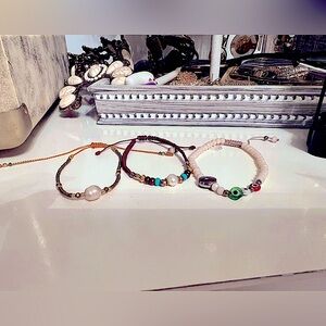 Handmade bracelets, evil eye.